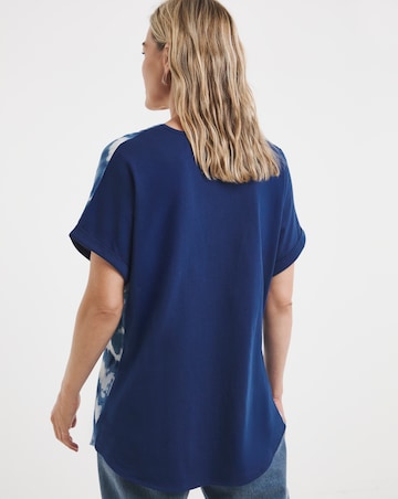 Woven Front V Neck Longline Top