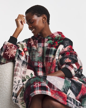 Joe Browns Christmas Patchwork Hooded Lounge Dress