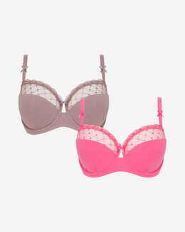 Pretty Secrets 2 Pack Rachel Mink/Pink Balcony Bras B-G