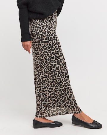 Animal Jersey Mesh Column Maxi Skirt