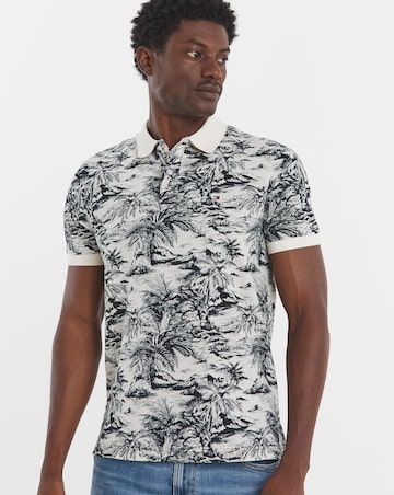 Tommy Hilfiger Printed Linen Mix Polo - Navy