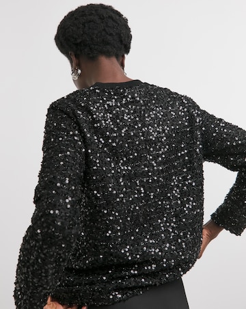 Sequin Button Front Cardigan
