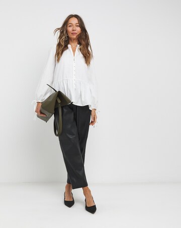 Womens Frill Detail Smock Blouse - Ivory