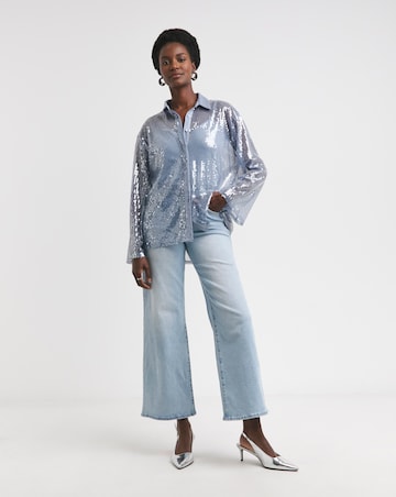 Sequin Relaxed Shirt - Blue