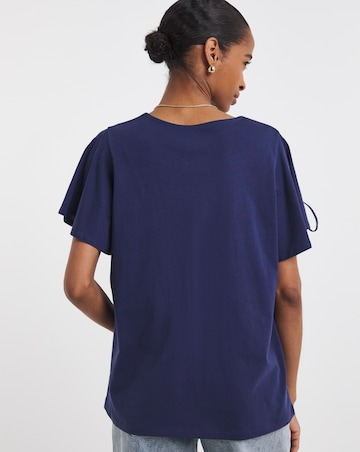 Crew Neck Tie Sleeve T-Shirt