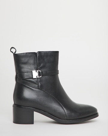 Miriam Low Block Heel Leather Ankle Boots with Trim - Extra Wide Fit (EEE)