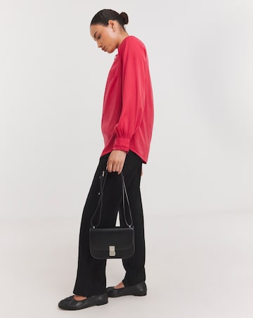 Pink Matte Satin Tie Neck Top