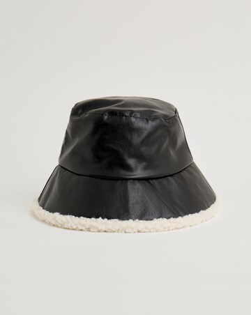 Black PU & Borg Bucket Hat