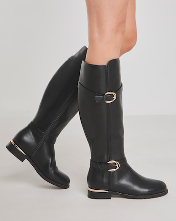 Heavenly Soles Cameron Knee High Boots - Extra Wide Fit (EEE) & Super Curvy Calf