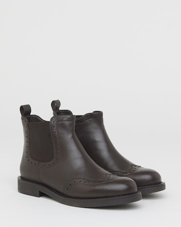 Samanatha Leather Chelsea Boot With Brogue Detailing - Extra Wide Fit (EEE)
