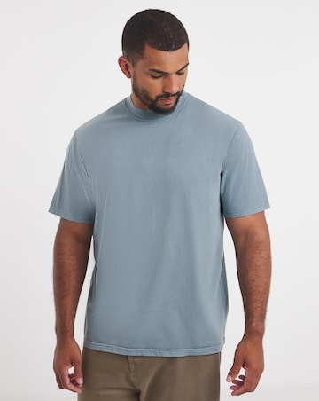 Relaxed Fit Acid Wash T-Shirt- Steel Blue