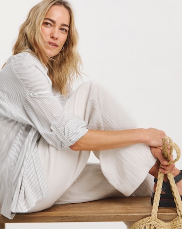Stone Cheesecloth Wide Leg Trousers
