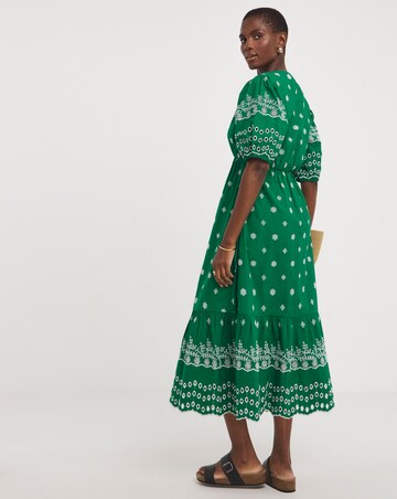 Contrast Broderie Tea Dress