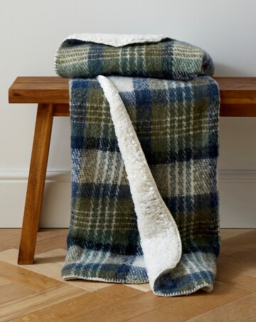Checked Faux Mohair Throw with Fleece Reverse