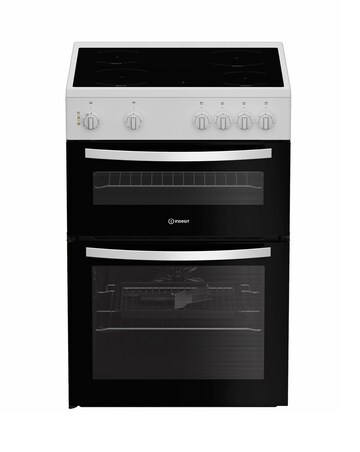 Indesit ITE6VMW 60cm Electric Twin Cooker with Ceramic Hob - White