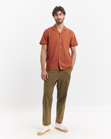 Short Sleeve Revere Collar Linen Shirt
