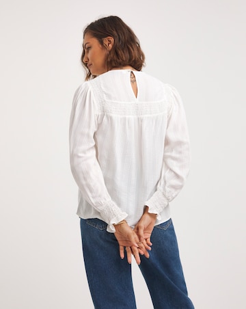 Ivory Volume Sleeve Textured Top