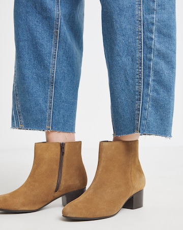 Chiba Suede Low Block Heel Ankle Boot - Extra Wide Fit (EEE)