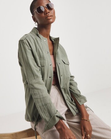 Green Textured Utility Jacket
