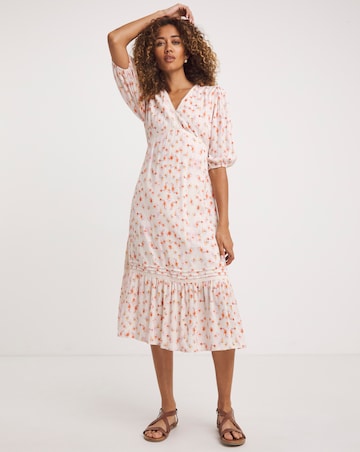 Crinkle Tea Dress With Crochet Trim