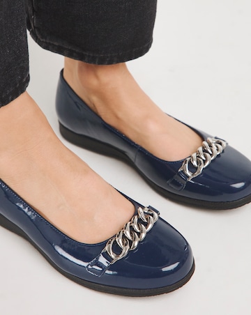 Heavenly Soles Marilyn Chain Trim Ballerina Extra Wide EEE Fit