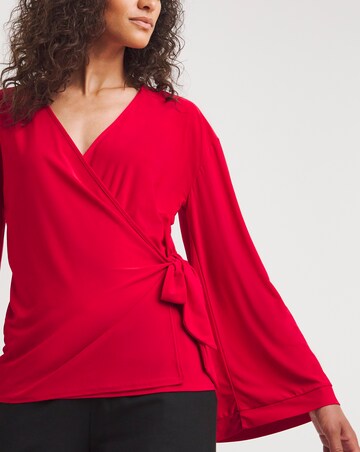 Flared Sleeve Wrap Top