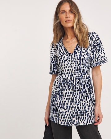 Angel Sleeve Button Front Longline Top