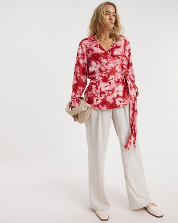 Printed Wrap Tie Cotton Shirt