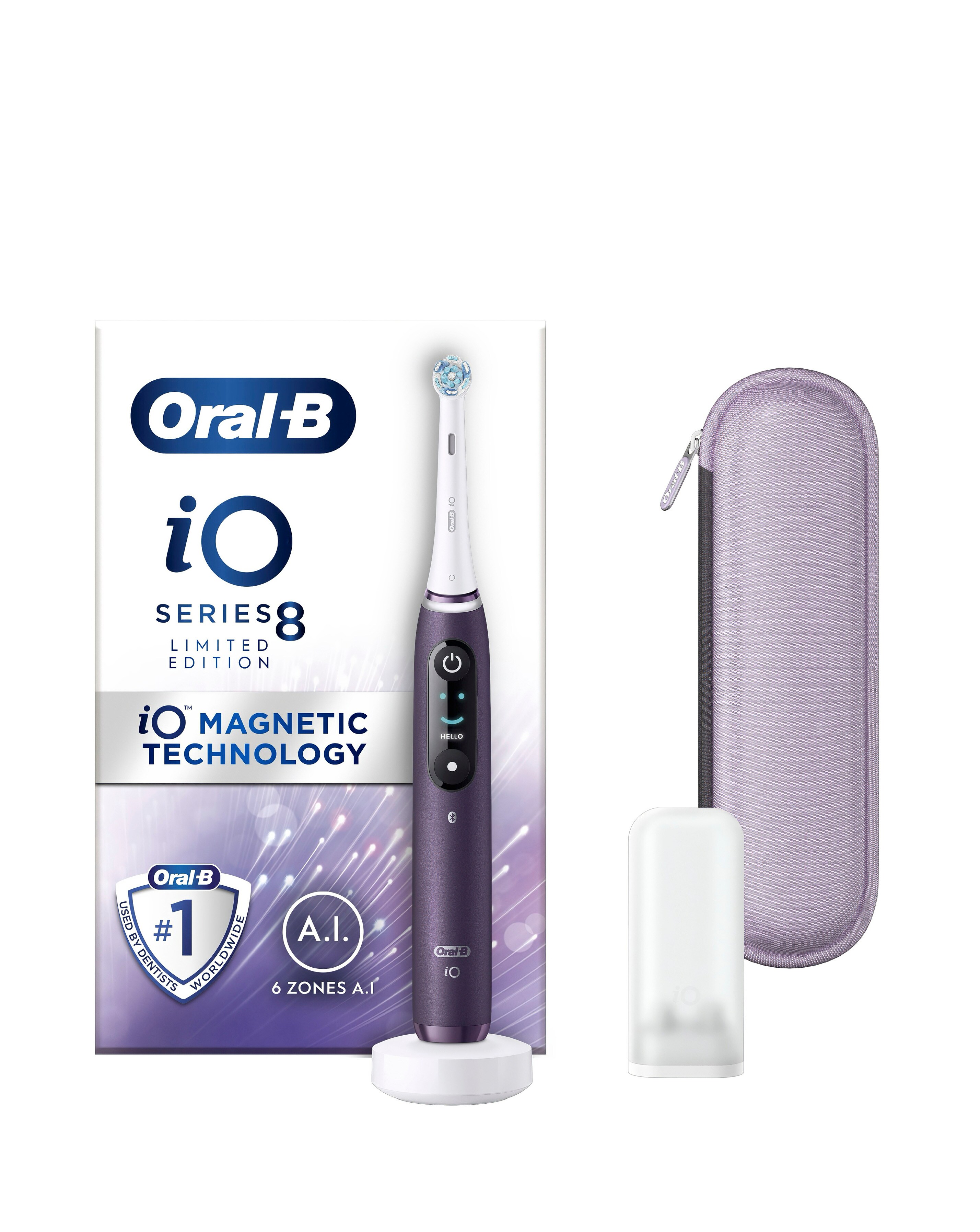 Oral−B IOG41A60LV VIOLET Oral-B iO Series 8 Electric Toothbrush with 3 Brush Heads