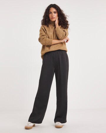 Black Satin Wide Leg Trousers