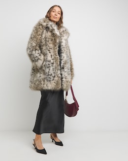 Short Leopard Faux Fur Coat