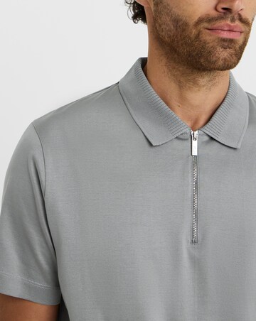 Folio Mercerised Supima Zip Polo-Grey