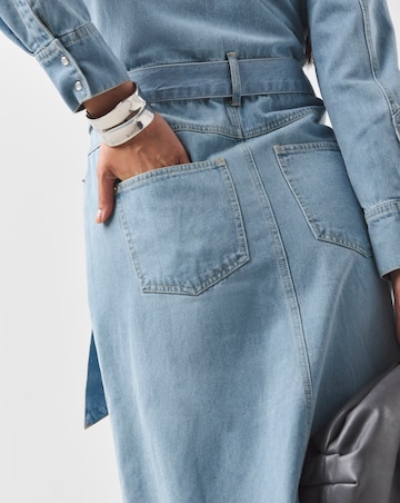 Light Wash Denim Maxi Shirt Dress