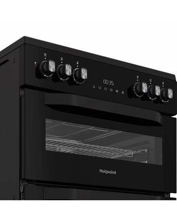 Hotpoint HDD6GDC2B1 60cm Dual Fuel Double Cooker Glass Lid - Black + Install