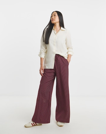 Pinstripe Drawstring Wide Leg Trouser