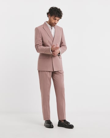 Linen Blend Double Breasted Suit Jacket