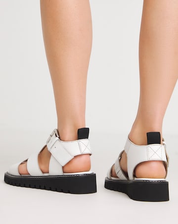 Lyla Leather Chunky Buckle Sandals - Wide Fit (E)