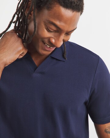 Trophy Neck Pique Polo- Navy