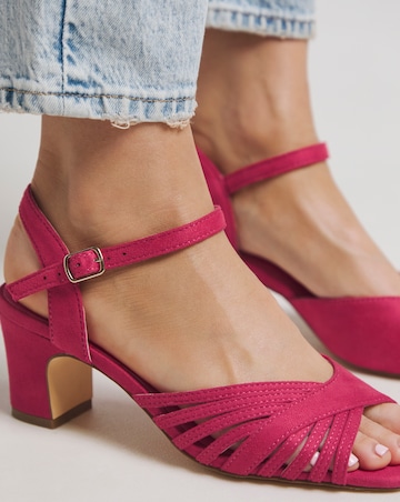 Gloria Strap Detail Low Heel Sandal - Wide Fit (E)