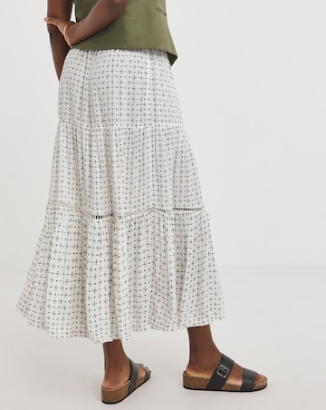 Natural Print Crinkle Midi Skirt