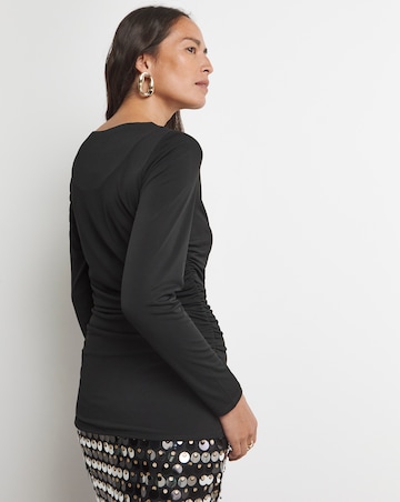 Joanna Hope Jersey Ruched Top With Detachable Corsage