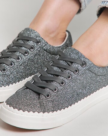 Janey Scalloped Edge Lace Up Trainer Extra Wide EEE Fit