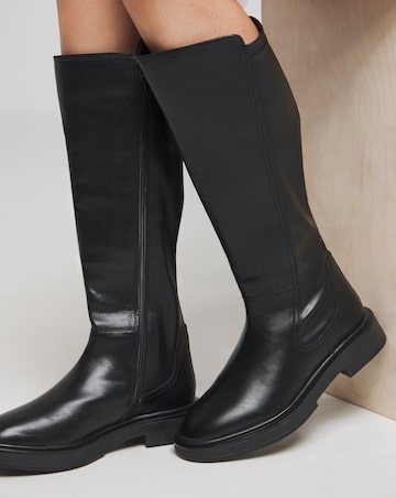 Perry Stretch Back Flat Knee High Boots Extra Wide EEE Fit Curvy Plus Calf