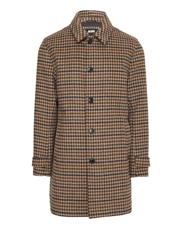 Brown Wool Blend Check Mac