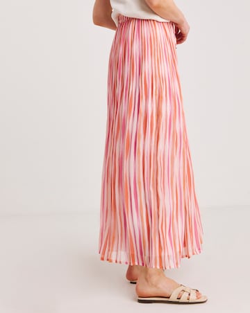 Pink Stripe Plisse Chiffon Midaxi Skirt