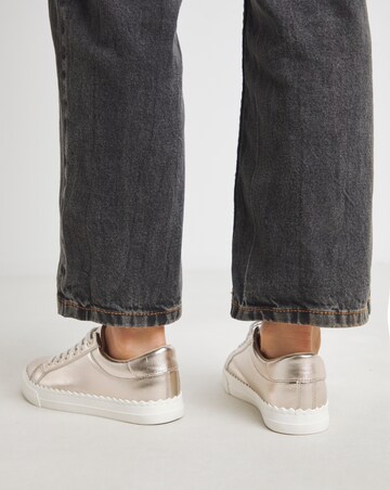 Janey Scalloped Edge Lace Up Trainer - Wide Fit (E)