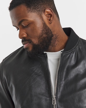 Black Leather Bomber Jacket