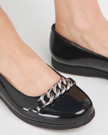 Heavenly Soles Marilyn Chain Trim Ballerina Wide E Fit