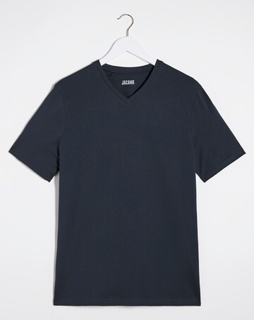 Pure Cotton V-Neck T-Shirt Long- Navy
