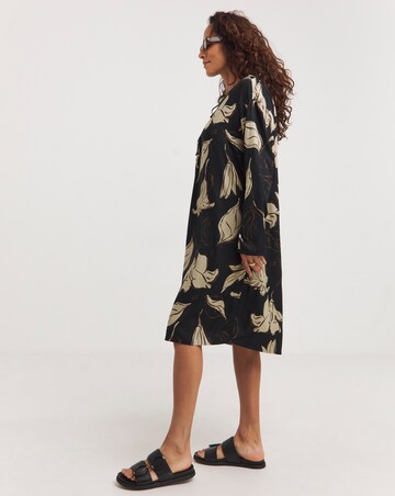 Tie Neck Long Sleeve Tunic Dress